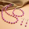 Halsband örhängen set naturligt sötvatten pärlarmband färgade pärlor juvelär kärlek önskan för kvinnliga flickor gåvor