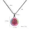 Chains Fashionable Temperature Sensitive Color Changing Night Glow And Peace Logo Pendant Necklace With Stainless Steel Chain