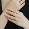 Обручальные кольца в натуральных зеленых халцедониях кристаллов для женщин роскошные китайские украшения изящный съемный подарок 230801