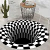 Mattor Stereo Vision Carpet Round Black White Living Room Mat 3D Illusion Vision 3D Mattan Heminredning Mattor R230731