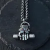 Anhänger Halsketten Punk Hip Hop Faust Hantel Halskette Mode Cool Nachtclub Hippie 316L Edelstahl Männer Kette Schmuck