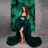 Robes Décontractées Deux Pièces Vert Foncé À Volants Robes De Maternité En Tulle Spandex Body À L'intérieur De La Robe Lush Rulffles Grossesse Po Shoot