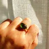 Anneaux de grappe vert ouvert en acier inoxydable pour les femmes été délicat élégant bijoux faits à la main sans ternir étanche