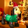 4 أقدام طويلة قابلة للنفخ الديكور عيد الميلاد الكلب Dachshund مع وشاح قبعة