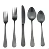 Dinnerware Sets Travel Picnic Black Set Portable Bag Cutlery Forks Knife Camping Silverware Tableware 5pcs