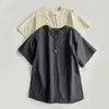 새로운 T- 오토 메 Tencel v-Neck 레이스 업 스플릿 느슨한 편안한 탑