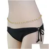 Chaînes de ventre à la mode mode Sexy Bikini plage taille chaîne perle croix corps femme bijoux couleur or femmes livraison directe Dhnsp