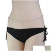 Chaînes de ventre à la mode mode Sexy Bikini plage taille chaîne perle croix corps femme bijoux couleur or femmes livraison directe Dhnsp