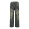 Męskie dżinsy vintage Y2K Painted Circle Paspeed Prosty Flare Pants Męski harajuku streetwear swobodne worki dżinsy duże dżinsowe spodnie 230731