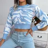 Women's Sweaters Women Autumn Winter Fashion Tiger Print Long Sleeve Crop Knit Sweater For Ladies O Neck Short Chic Tops