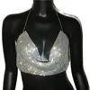 Tanks pour femmes akyzo diamants sexy Crystal Metal Camisole 2023 Été Femme Rignestone Bablier Terb Top Glitter Club Club Nightclub Wear