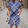 Men's Tracksuits Tracksuit T-shirt Set Plaid Stripe Pattern 2023 Sportswear Street Hip-hop Beach Summer Casual Tops 3D Printed