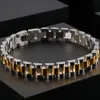 Charm Bracelets 10MM Wide Watch Strap Chain Bracelet Men Luxury Banhado A Ouro Aço Inoxidável Para Mulheres Anel De Dedo Masculino Na Mão Jóias 230801