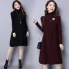 Vestidos casuais manga longa gola alta vestido feminino inverno 2023 design meninas tricô