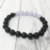 MG0309 Natural Blue Lace Agate Bracelet Power Black Onyx Gemstone Bracelet Protection from Negative Energy Bracelet303f