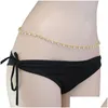 Chaînes de ventre à la mode mode Sexy Bikini plage taille chaîne perle croix corps femme bijoux couleur or femmes livraison directe Dhnsp