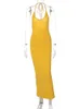 Casual Jurken Dinboa- Effen Halter Mouwloos Ruglooze Dun Sexy Maxi-jurk 2023 Lente Dames Elegant Street Party Y2k Kleding Beknopt