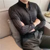 Men's Casual Shirts Masculina Spring Shirts Men Dress Vertical Stripe Streetwear Slim Men Shirt Casual Long Sleeve Chemise Homme Tuxedo Shirt 230731