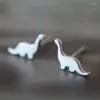 Boucles d'oreilles à tige en forme de dinosaure animal ancien, style métallique simple, accessoires de perçage d'oreille pour couple femme / homme