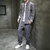 Fatos de Treino Masculino Roupas Tradicionais Chinesas Estampado Primavera e Outono Tang Suit Retro Hanfu Tide Marca Calças de Manga Longa Juvenil