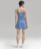 Lu Lu One Tennis Dress Piece fodrad Yoga Fiess Breattable Anti Slip Casual Golf Sports kjol med korta uppsättningar LL