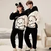 Damskie pary sutowe pary piżamowe sceny kobiety mężczyźni zima gęstość piżamy kreskówka niedźwiedź koreańskie kochanki odzież domowa miękkie ciepłe bluzy pijama
