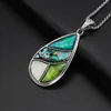 Pendentif Colliers Naturel Shell Pendentifs Collier Goutte D'eau Forme Blanc Lac Bleu Abalone Alliage En Acier Inoxydable Chaîne Pour Cadeau