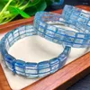 Strand Natural Blue Topaz Armband Hand Platoon Bangle Crystal Healing Energy Stone Fashion Jewelry Gemstone Gift 1st 8x12mm