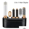 Fers à friser Sèche-cheveux Bigoudi 5 en 1 Fer électrique S Rouleaux avec et brosse à lisser 220624 Drop Delivery Products Care Styling Dhc7L