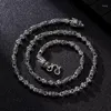 Kedjor återvesterade silverfärg Män aggressiva om Mani Padme Hum Trendy Double Leading Chain Jewelry