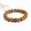 Strand Natural Yellow Nephrite Jade Bracelet Men Women Healing Gemstone Fine Jewelry Genuine Hetian Jades Barrel Beads Bracelets Bangle