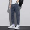 Black straight denim jeans for men's fall 2023 trendy men's pants tapered casual pants