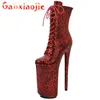 Boot Ankle Strip Pole Dance Sexy Party Knight High Heels Stripper Platform Autumn Shoes 26cm Leopard Print Lace up 230731