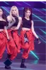 Calça Feminina Kpop Coreano Feminino Macacões de Cintura Alta Casual Jazz Dance Hip Hop Streetwear Calças de Pernas Largas Moda Reta Carga