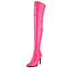 Stivali coscia elastica sopra il ginocchio stivali alti donna tacco alto danza del partito scarpe invernali da donna rosa bianco lungo stivale calzature taglia grande 45 230801