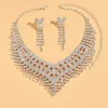 Collana Orecchini Set Bling Zirconi Orecchino Per Le Donne Matrimonio Impegnato Banchetto Fine Jewelry Alta Qualità Cubic Zircon Costum Bijoux Regali