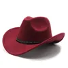 Szerokie brzegowe czapki wiadra zima kobiety czarna wełna fedora hat chapeu western cowboy dżentelmen jazz sombrero hombre cap elegancka lady cowgirl 230801
