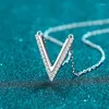 Pendants JECIRCON 0.19ct D Color Moissanite Necklace For Women 925 Sterling Silver V Shape Diamond Pendant 18K White Gold Simple Jewelry