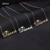 Anhänger Halsketten Personalisierte Cursive Crown Namenskette Angepasstes Namensschild Für Geburtstagsgeschenk Gold Edelstahl Schmuck Frauen 230731