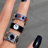 Новый INS Hip Hop Punk из нержавеющей стали Любовь Smiley Flower Girl Ring Vintage Gothic Heart для женщин Мужчины пара модных украшений