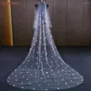 Veli da sposa TOPQUEEN Fiori 3D Perle 3 metri Velo da sposa lungo di lusso Cattedrale 2 livelli Coprire Accessori per il viso V190