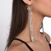 Orecchini pendenti con nappe lunghe in lega di metallo con pendente in cristallo bianco per le donne In gioielli da sposa con orecchino con frange di strass alla moda