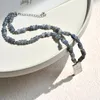 Pendant Necklaces Real Natural Stone Necklace Punk Men & Women Fashion Silver Color Gray Cracked Agate Beads Y2K Street Jewelry