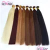 Pre-Bonded Hair Extensions Fusion Italian Keratin Flat Tip Extension Remy Real Human 14-26 Inch Silky Straight Dark Brown Black Blon Dhp5I