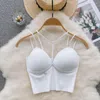 Damen-Tanks für Damen, Sommer, süße Camis aus merzerisierter Baumwolle, sportliches Yoga, schlankes ärmelloses Bralette, sexy rückenfreies Neckholder-Top mit Brustpolster