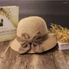 Chapeaux à large bord 2023 chapeau de paille pare-soleil arc femmes été pêcheur littéraire cadeau en gros pliable