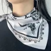 Scarves Women supply of silk scarves small fragrance small silver-gray square scarf retro cow head print western cowboy scarf. J230801