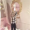 Dekorativa föremål Figurer Söt 3D Golden Crown Swan Wall Art Hanging Girl Doll fylld leksak djur huvuddekor för barn rum födelsedag bröllop gåva 230731