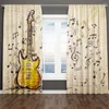 ستارة 3D طباعة الجيتار الحديثة ملاحظات الغيتار بارد بوي 2 قطع نافذة تظليل رفيعة لغرفة المعيشة غرفة نوم قضيب قضيب الجيب