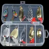 Köder lockt 10PCSSet Köder Metall Spinner Löffel Set Gold Angeln Pailletten mit Box Drillinge Tackle Hard Bait 230801